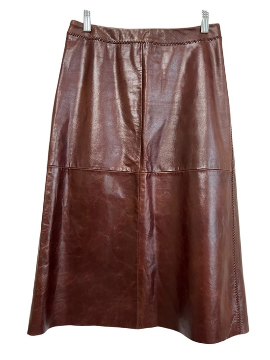 GAP Dresses & Skirts - Vtg Y2K GAP Women’s Brown Leather A-Line Midi Skirt Size 2